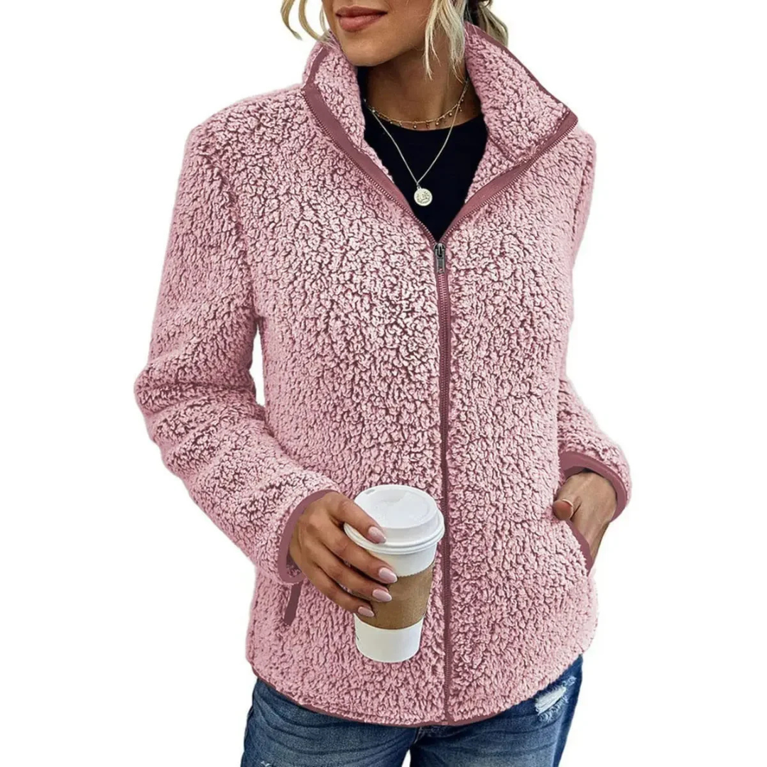 Soft Women's Teddy Jacket High-Neck With Zipper