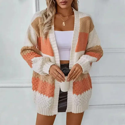 Women's Colorblock Trendy Open Knit Cardigan