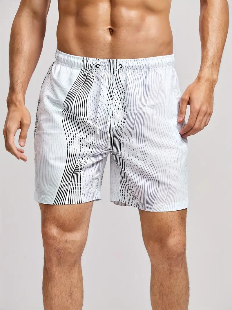 Men's Swim Trunks Striped Drawstring