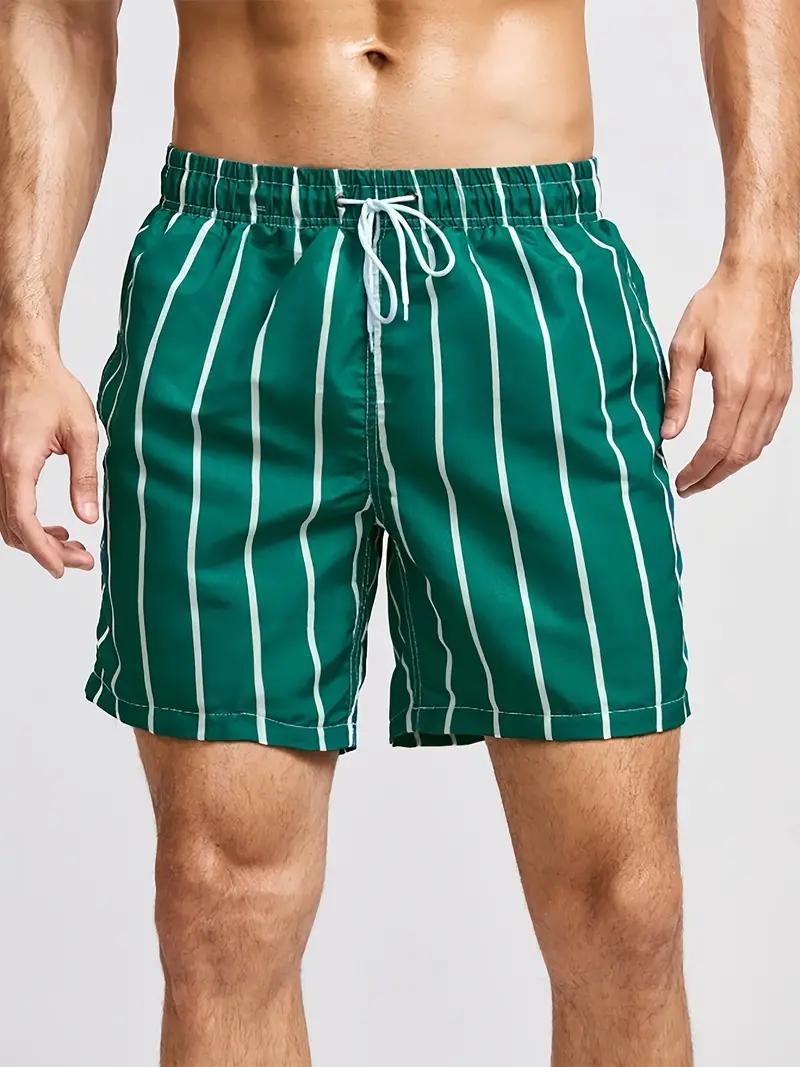 Men's Swim Trunks Striped Drawstring