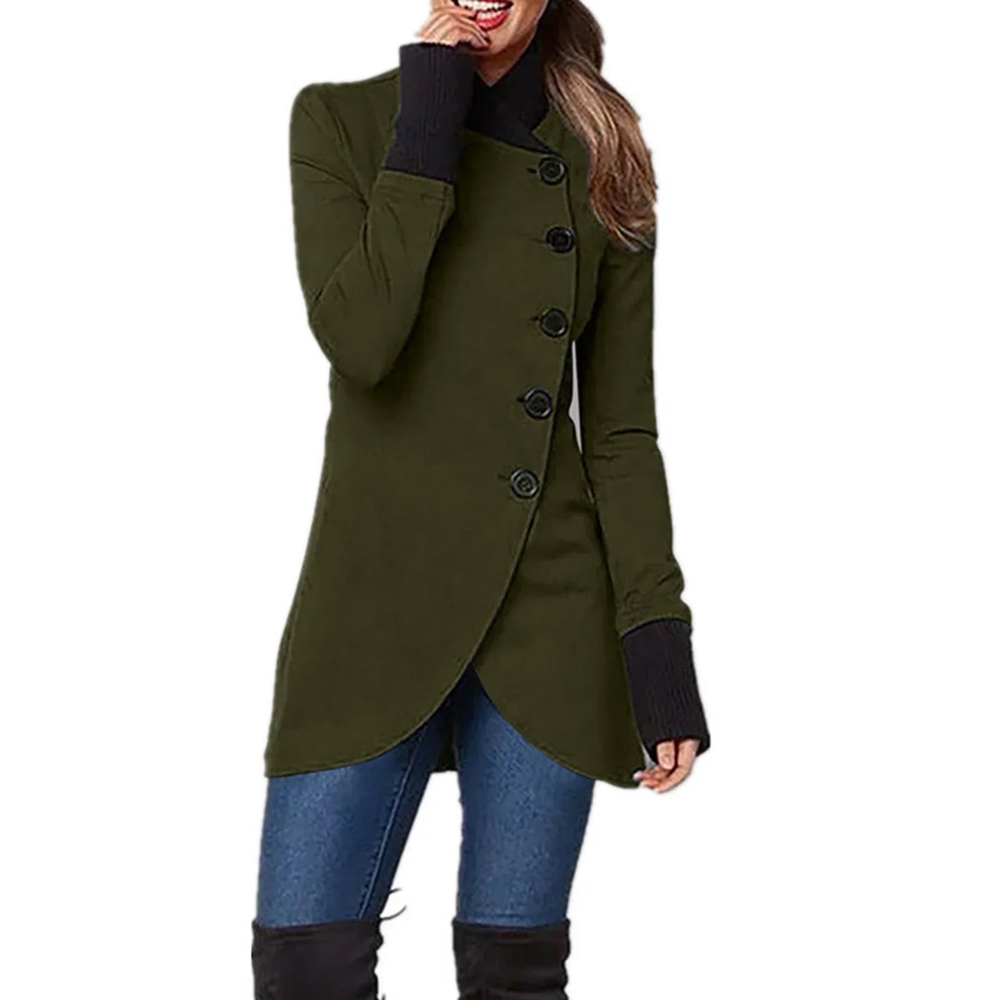 Fashionable Women's Jacket Button Closure