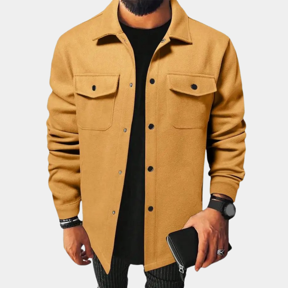 Men's Casual Overshirt with Buttons and Pockets