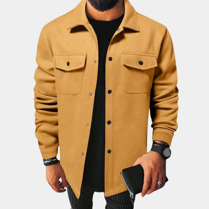 Men's Casual Overshirt with Buttons and Pockets