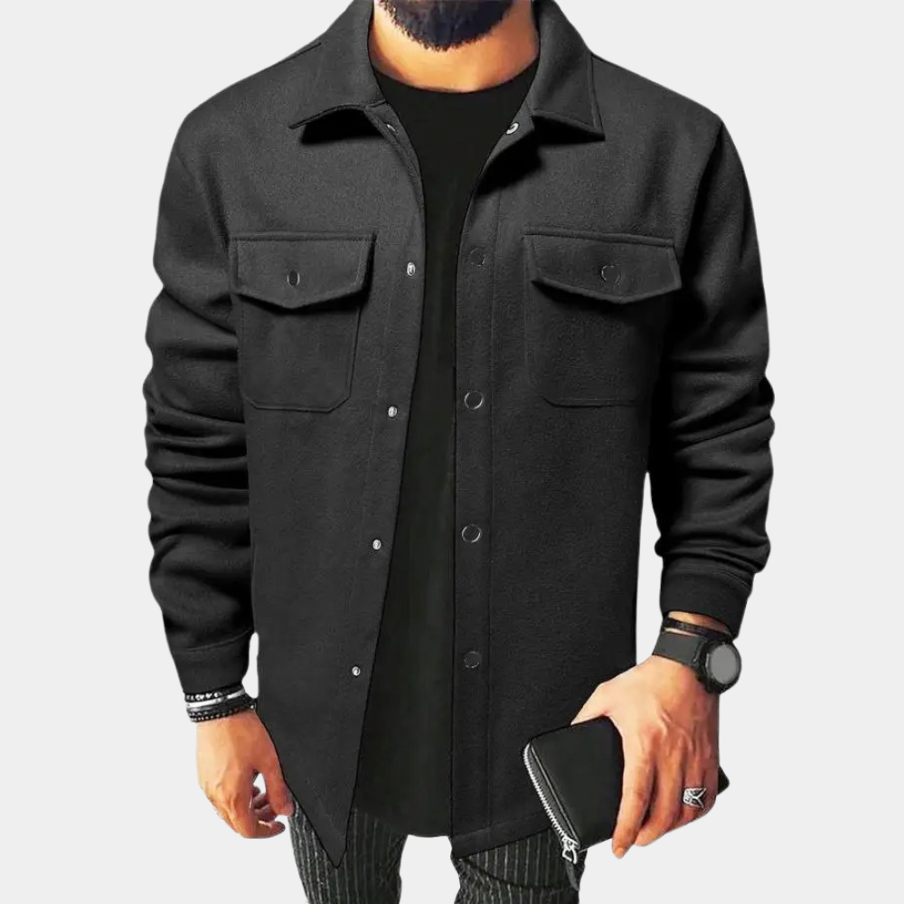 Men's Casual Overshirt with Buttons and Pockets