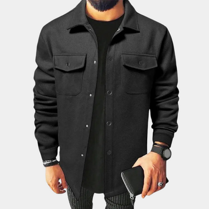 Men's Casual Overshirt with Buttons and Pockets
