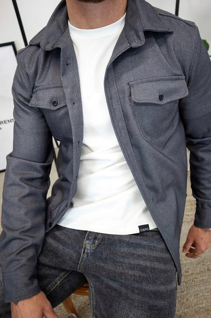 Men's Long-Sleeve Overshirt with Chest Pocket