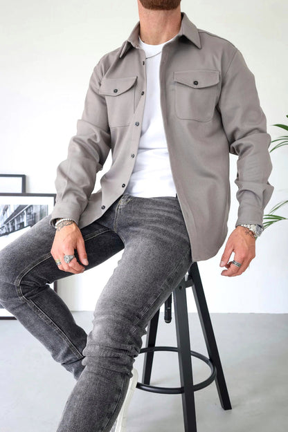 Men's Long-Sleeve Overshirt with Chest Pocket