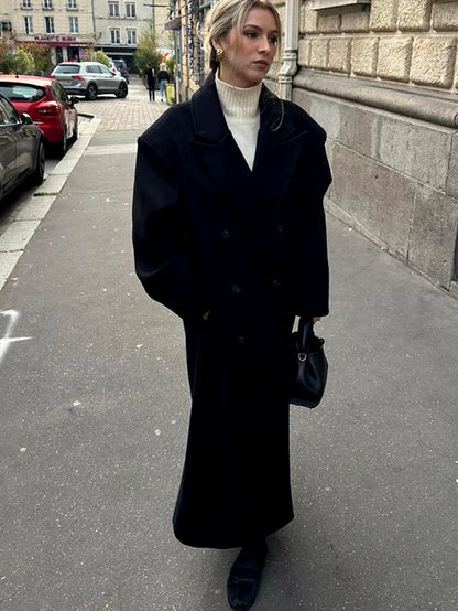 Elegant women's jacket - Long trench coat with lapel collar