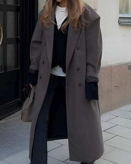 Elegant women's jacket - Long trench coat with lapel collar