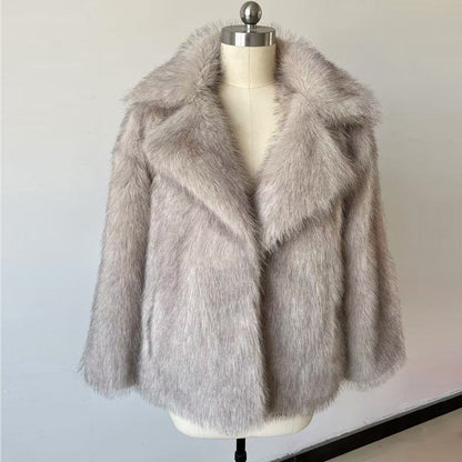 Kunstpelz Mantel Damen Luxus Winter - IdealeKleiden