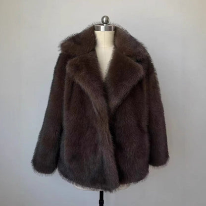 Kunstpelz Mantel Damen Luxus Winter