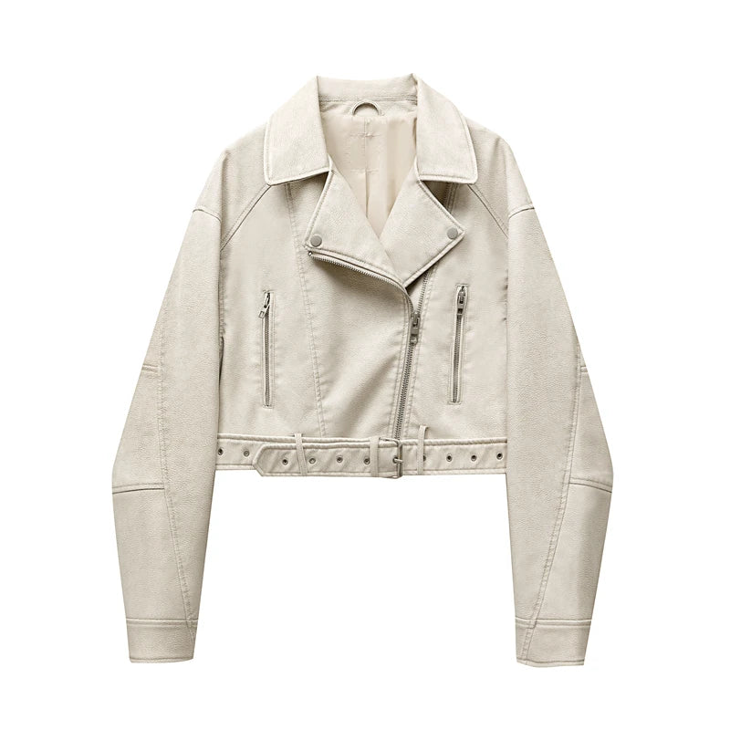 Women's Leather Jacket Elegant Cut with Zipper