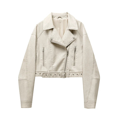 Women's Leather Jacket Elegant Cut with Zipper