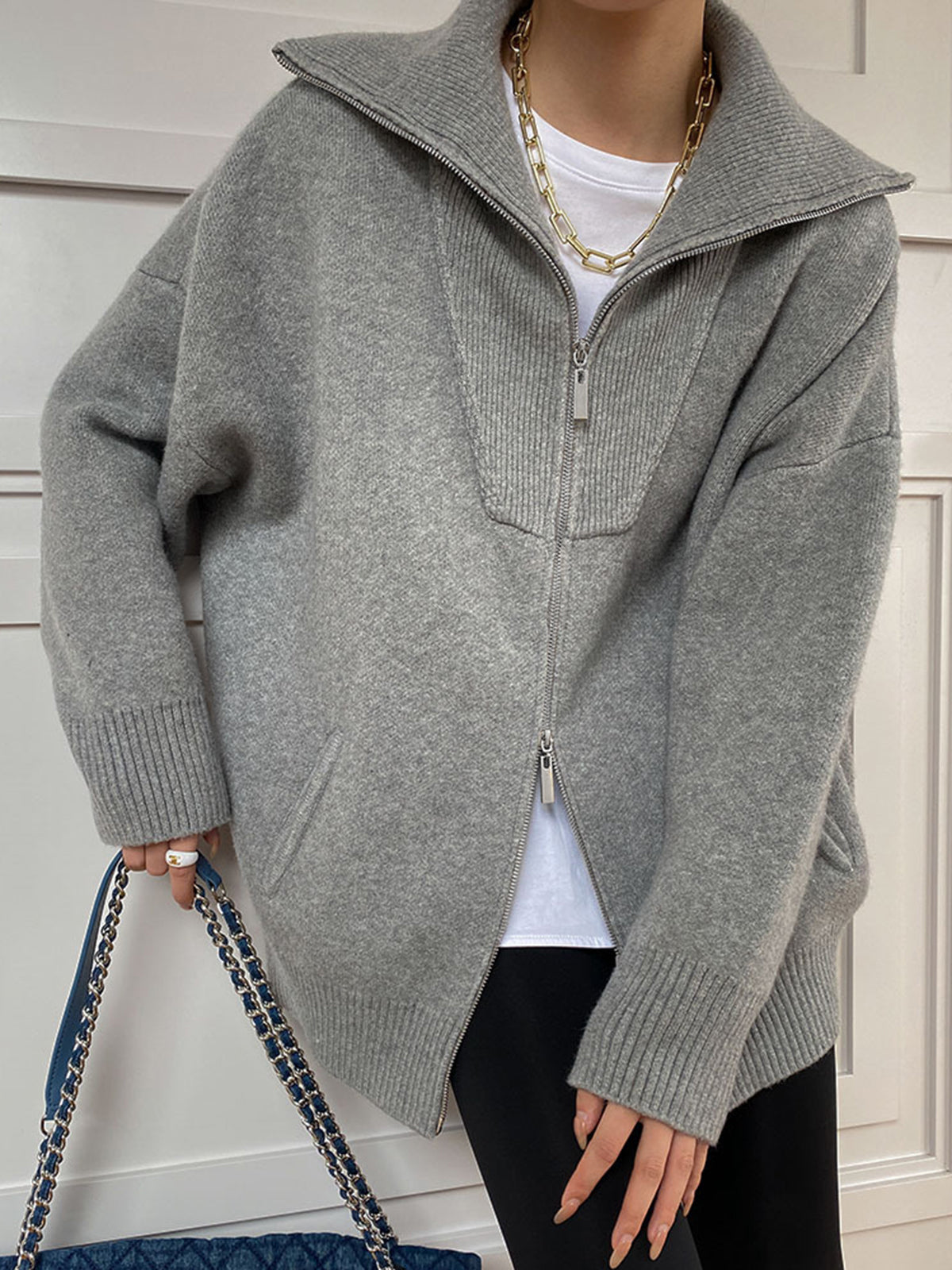 Plus Size Women's Cardigan Open Collar