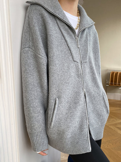 Große Größen Damen Strickjacke Offener Kragen - IdealeKleiden