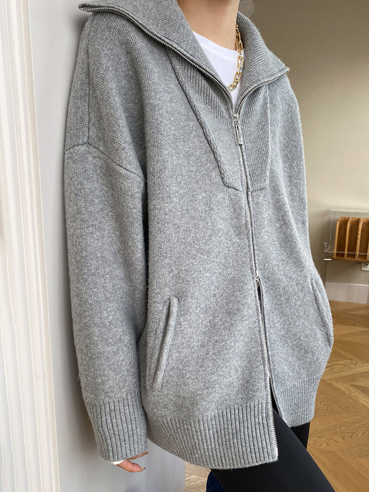 Große Größen Damen Strickjacke Offener Kragen - IdealeKleiden