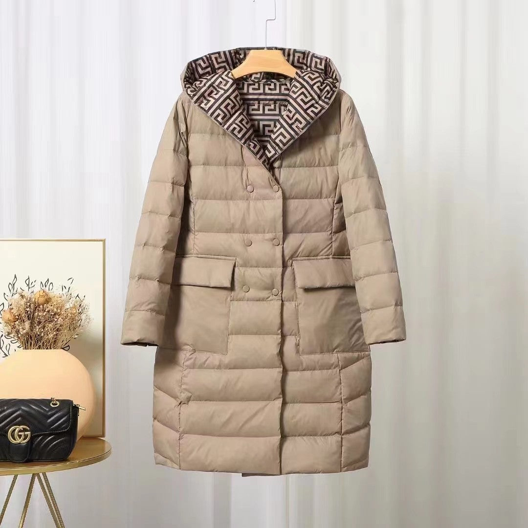 Warm women's winter jacket hood lining