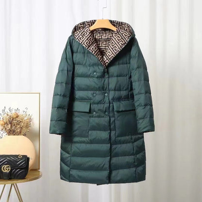 Warm women's winter jacket hood lining