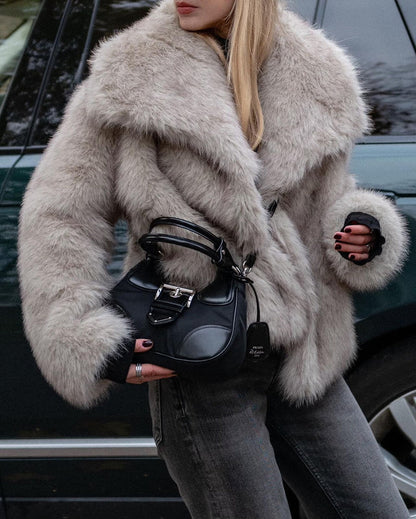 Faux Fur Coat Soft Plus Size Women's Elegant
