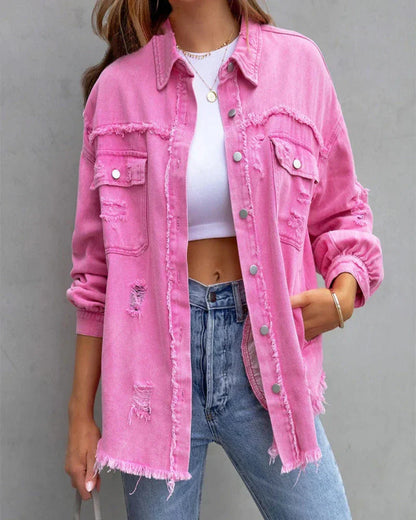 Ripped Denim Jacket Trendy Style