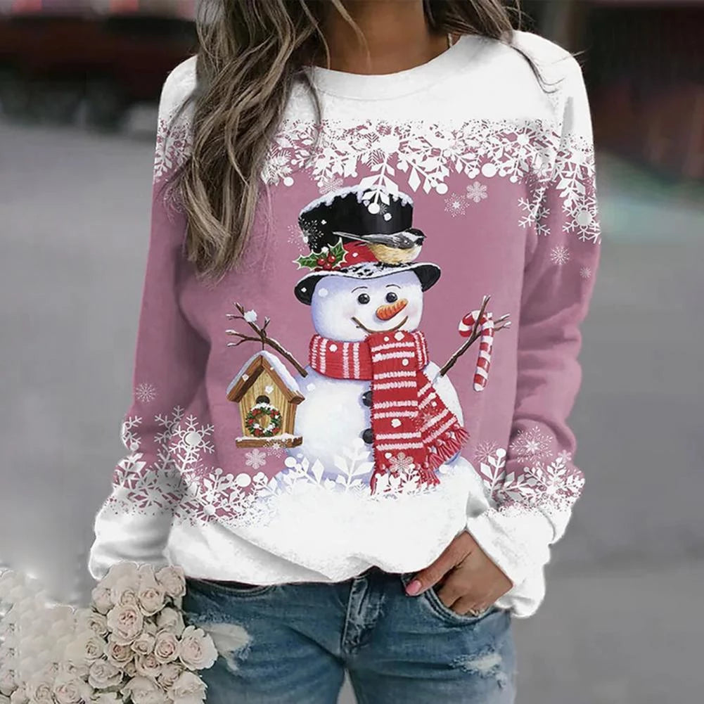 Weihnachtspullover Damen Schneemann Motiv Festlich