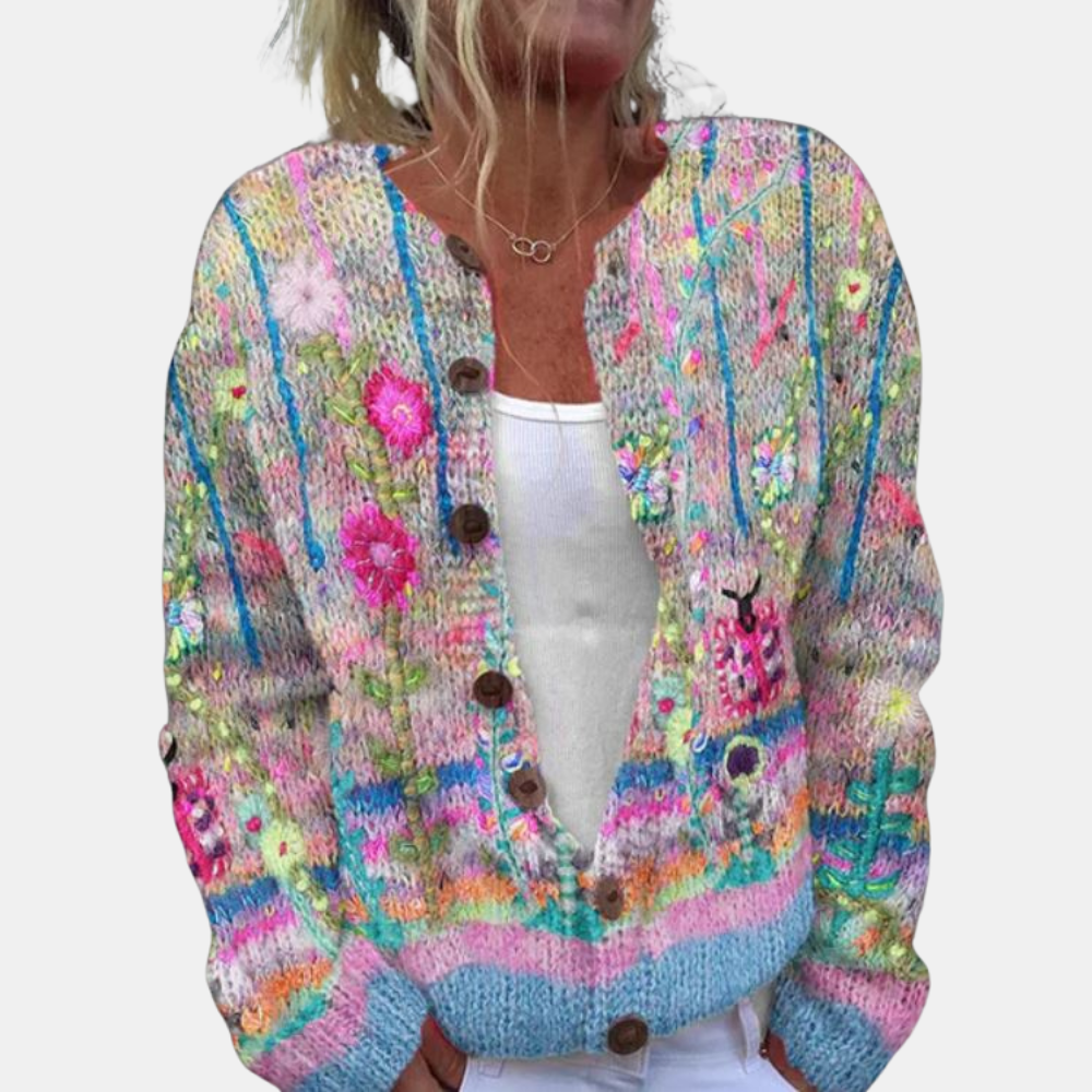 Elegante Blumen Cardigan Damen - IdealeKleiden