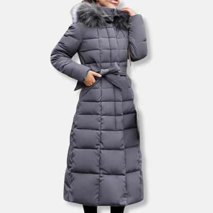 Women's Long Quilted Winter Coat with Hood