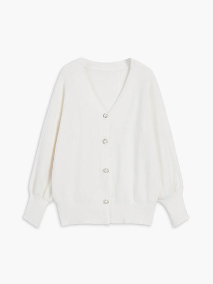 Übergroßer Damen Cardigan mit V-Ausschnitt - IdealeKleiden