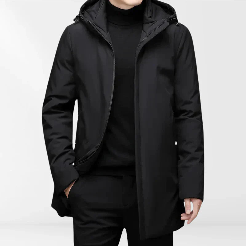 Elegante Herren Kapuzenjacke Schwarz Phillippe Style - IdealeKleiden