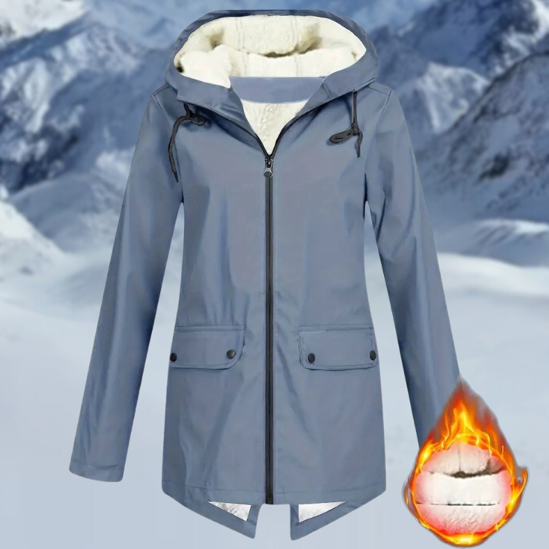 Waterproof rain jacket with drawstring
