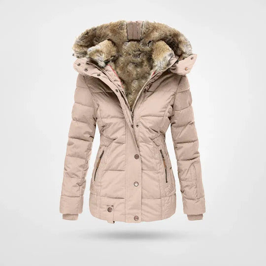 Warm winter jacket with fur collar