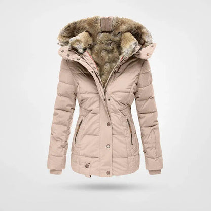 Warm winter jacket with fur collar
