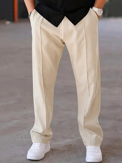 Men's Pleated Trousers Comfortable Loose Fit