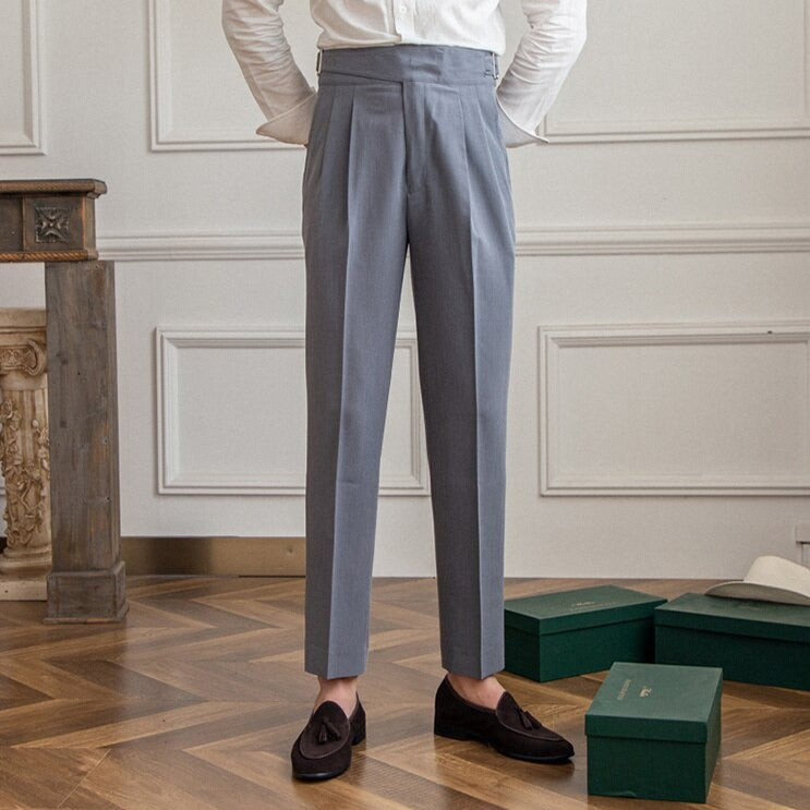 Elegant Men's Pleated Trousers Modern Design