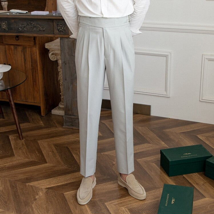 Elegant Men's Pleated Trousers Modern Design