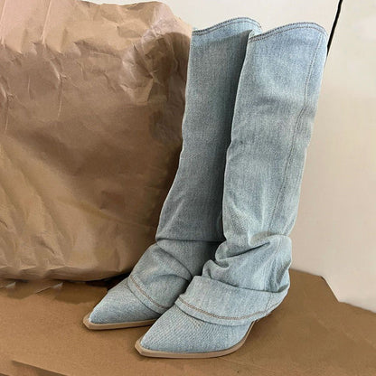 Fashionable Denim Boots for Women
