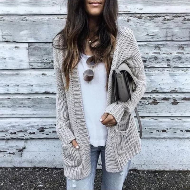 Relaxed Open-Front Cardigan with Pockets