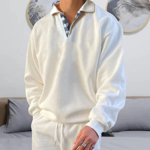 Men's Loose Fit Polo Collar Sweater