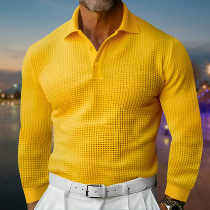 Men's Waffle Knit Pullover Modern Collar
