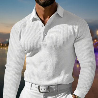 Men's Waffle Knit Pullover Modern Collar