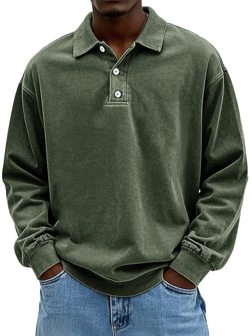 Men's Modern Button Placket Polo Sweater