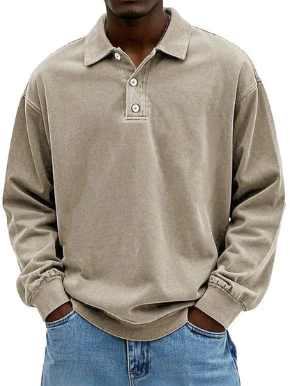 Men's Modern Button Placket Polo Sweater
