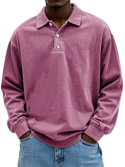 Men's Modern Button Placket Polo Sweater