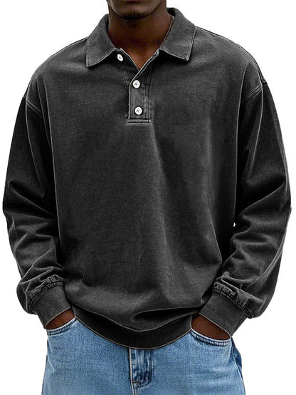 Men's Modern Button Placket Polo Sweater