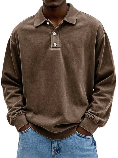 Men's Oversized Sweatshirt with Collar, Relaxed Fit