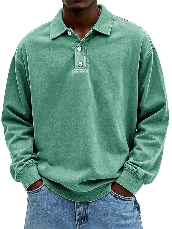 Men's Oversized Sweatshirt with Collar, Relaxed Fit