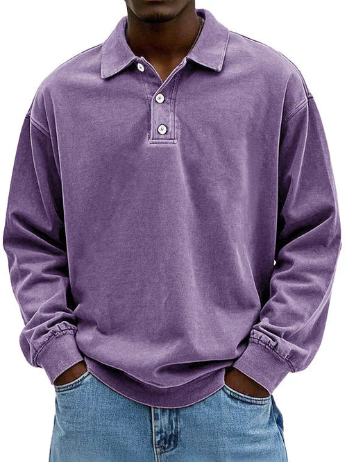 Men's Oversized Sweatshirt with Collar, Relaxed Fit