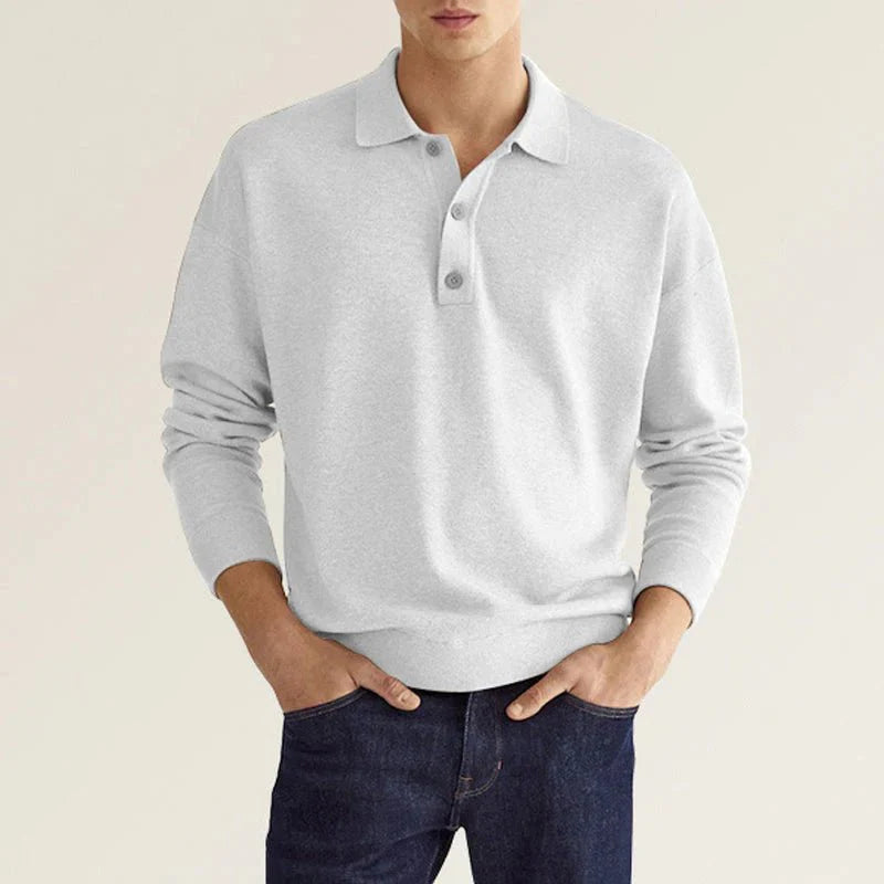 Herren Polo Pullover Langarm Kragen - IdealeKleiden