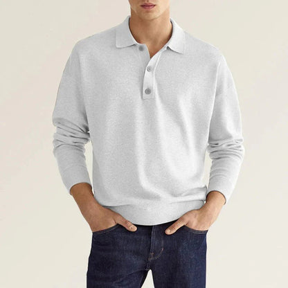 Herren Polo Pullover Langarm Kragen - IdealeKleiden