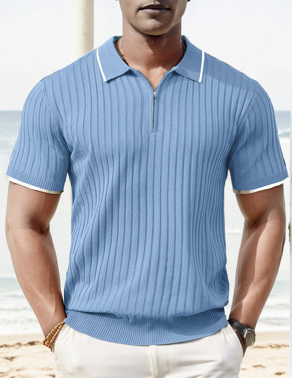Short-Sleeve Polo Shirt Modern Ribbed